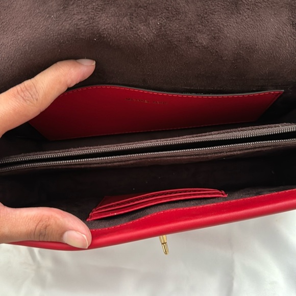 Michael Kors Red Greenwich Medium Saffiano Leather Shoulder Bag - Picture 10 of 15